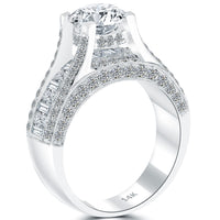 3.58 Carat G-VS1 Certified Natural Round Diamond Engagement Ring 14k White Gold