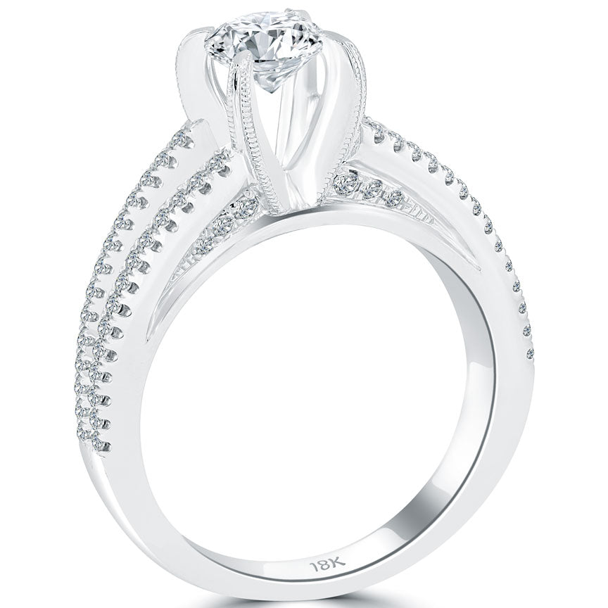 1.16 Carat D-SI1 Certified Natural Round Diamond Engagement Ring 18k White Gold