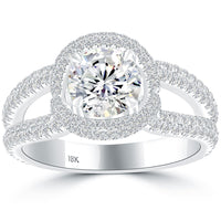 2.92 Carat G-VS2 Natural Round Diamond Engagement Ring 18k Gold Vintage Style