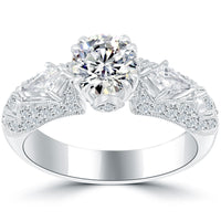 1.62 Carat E-SI1 Certified Natural Round Diamond Engagement Ring 18k White Gold