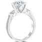 2.71 Carat F-SI1 Three Stone Natural Diamond Engagement Ring 18k White Gold