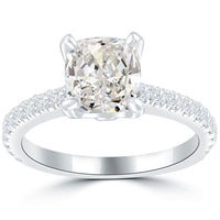 1.94 Carat I-VS1 Certified Cushion Cut Diamond Engagement Ring 18k White Gold