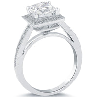 2.95 Carat E-SI1 Certified Princess Cut Diamond Engagement Ring 18k White Gold