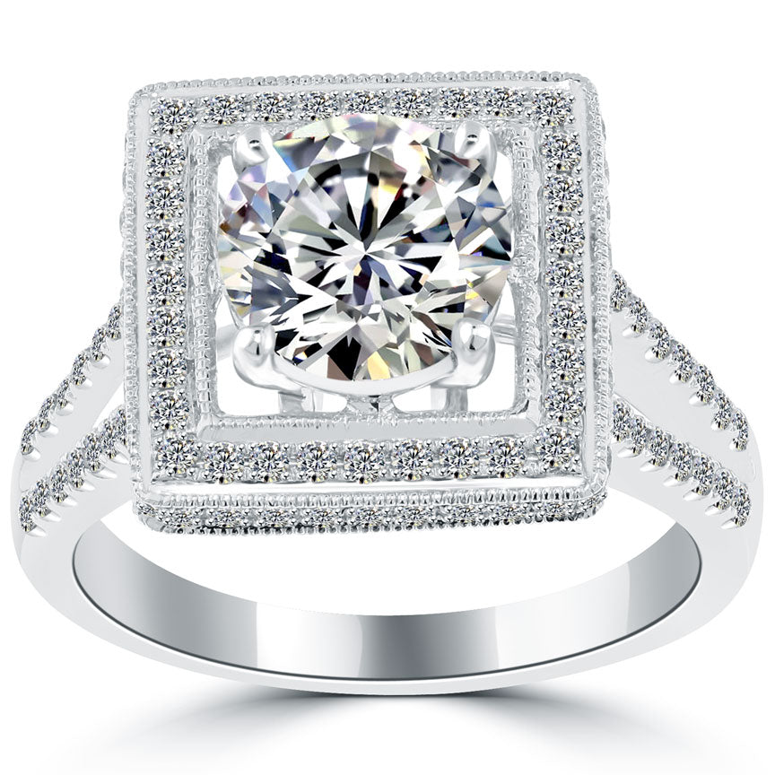 2.77 Carat F-SI2 Vintage Style Natural Round Diamond Engagement Ring 14k Gold