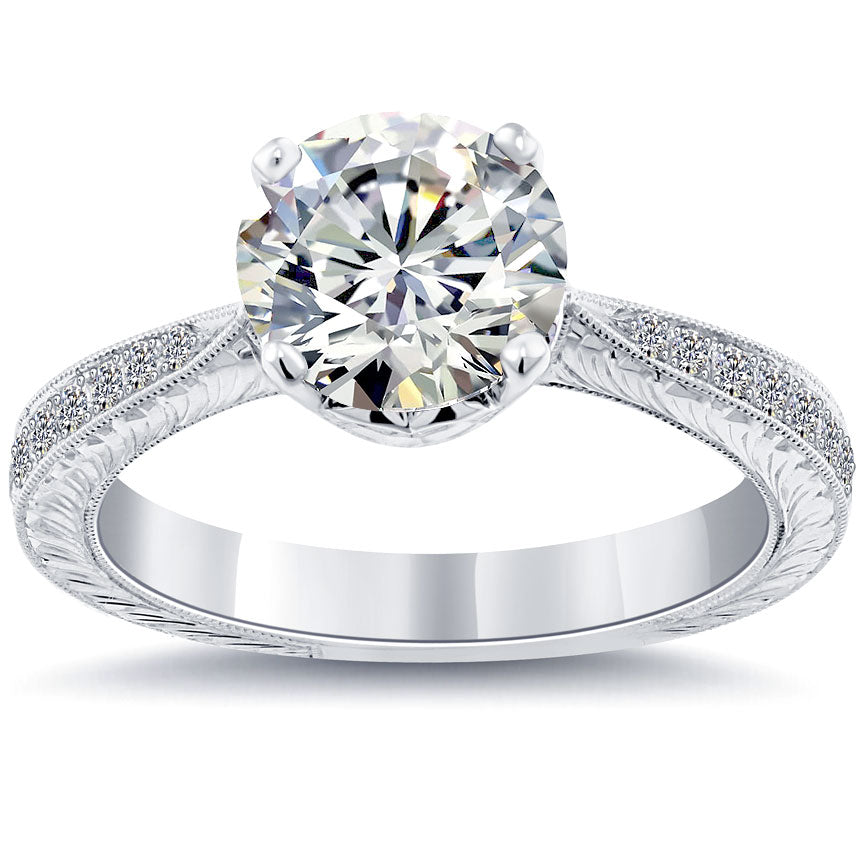2.24 Carat G-SI1 Certified Natural Round Diamond Engagement Ring 18k White Gold Front