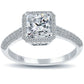 1.45 Carat F-SI1 Princess Cut Diamond Engagement Ring 18k White Gold Pave Halo