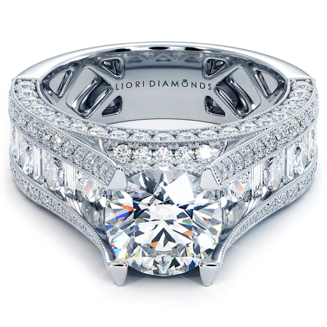 3.40 Carat H-VS1 Certified Natural Round Diamond Engagement Ring 14k White Gold