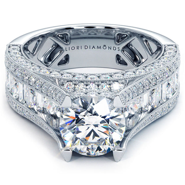 3.40 Carat H-VS1 Certified Natural Round Diamond Engagement Ring 14k White Gold