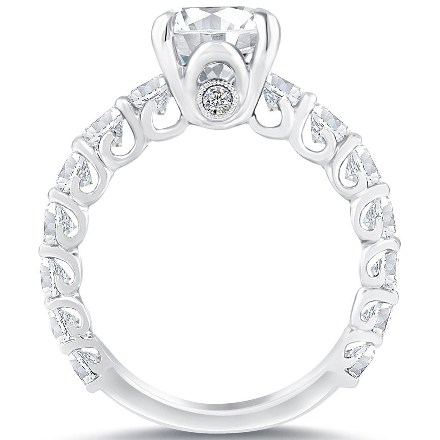 3.84 Carat F-VS2 Certified Natural Round Diamond Engagement Ring Set In Platinum