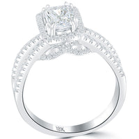 1.56 Carat H-VS2 Radiant Cut Natural Diamond Engagement Ring 18k Vintage Style