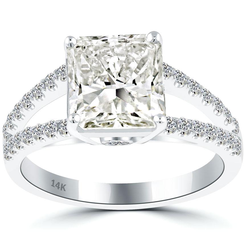 4.62 Carat J-SI1 Radiant Cut Natural Diamond Engagement Ring 14k White Gold