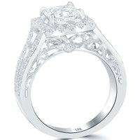 1.90 Carat H-VS1 Radiant Cut Natural Diamond Engagement Ring 14k Vintage Style