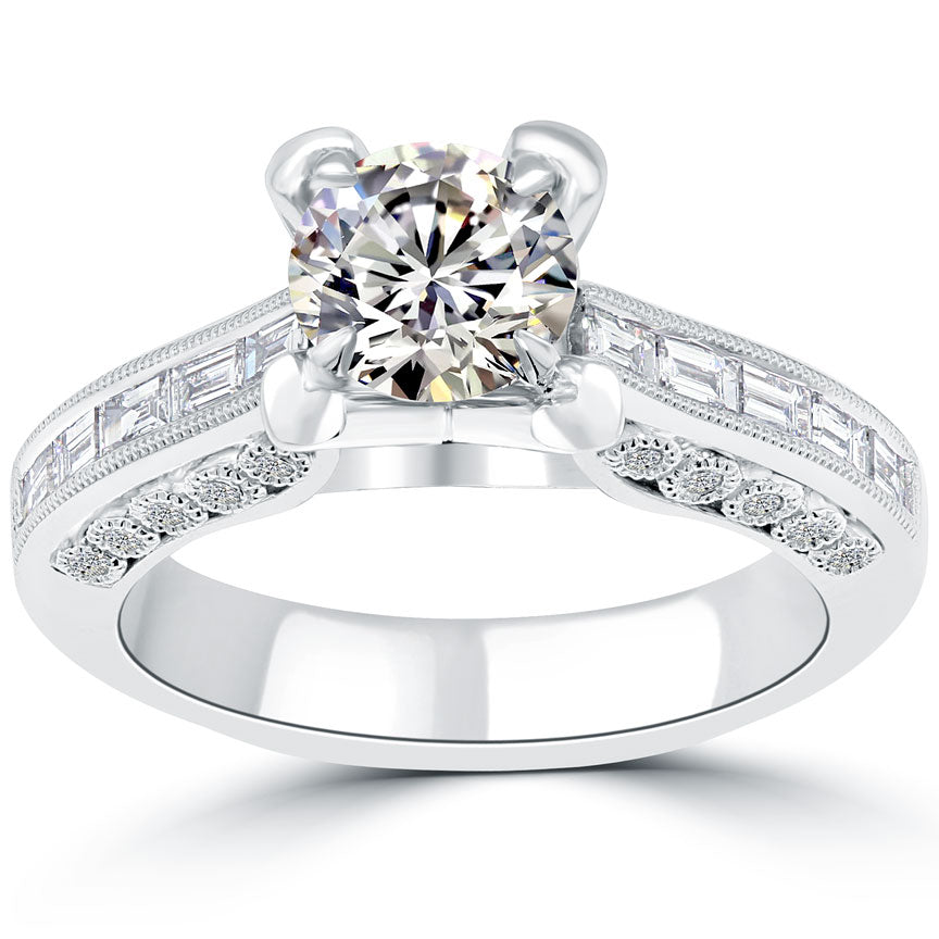 1.95 Carat I-VVS1 Certified Natural Round Diamond Engagement Ring 18k White Gold