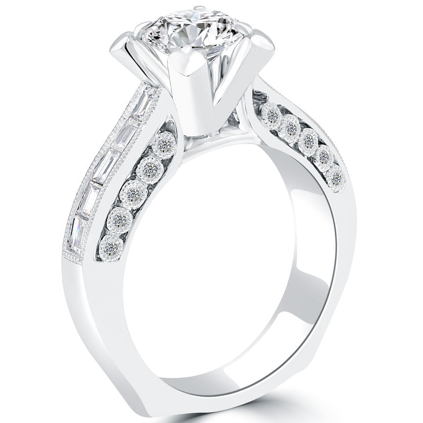 1.95 Carat I-VVS1 Certified Natural Round Diamond Engagement Ring 18k White Gold