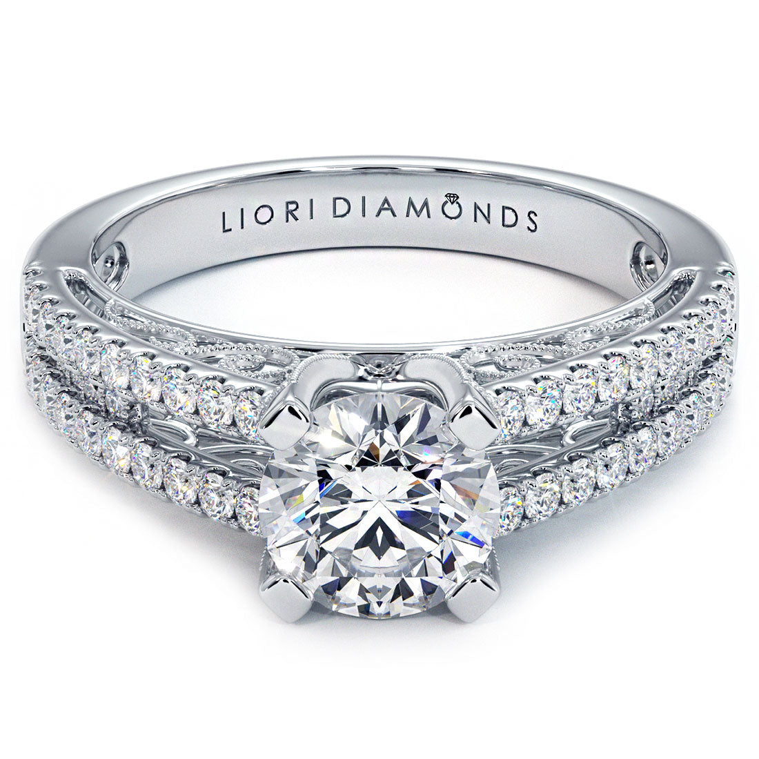 1.44 Carat F-SI2 Natural Round Diamond Engagement Ring 18k Gold Vintage Style