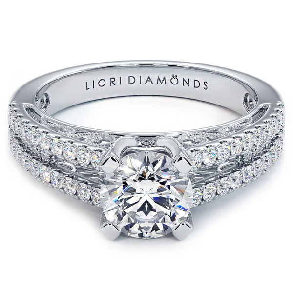 1.44 Carat F-SI2 Natural Round Diamond Engagement Ring 18k Gold Vintage Style