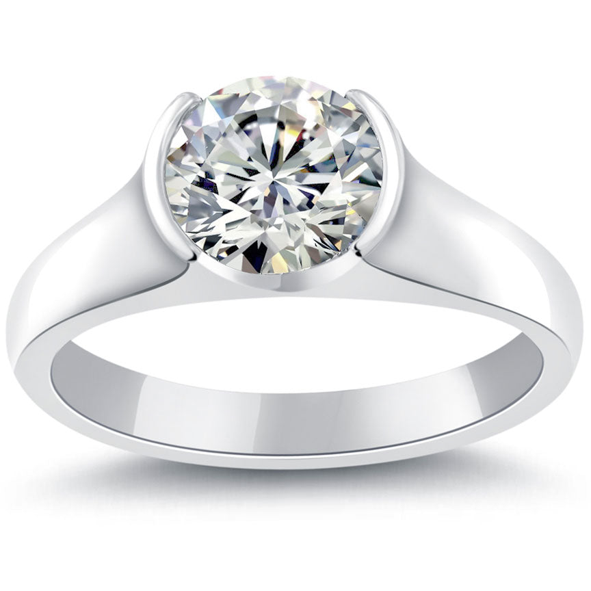 1.22 Carat I-VS2 Round Diamond Classic Solitaire Engagement Ring 14k White Gold