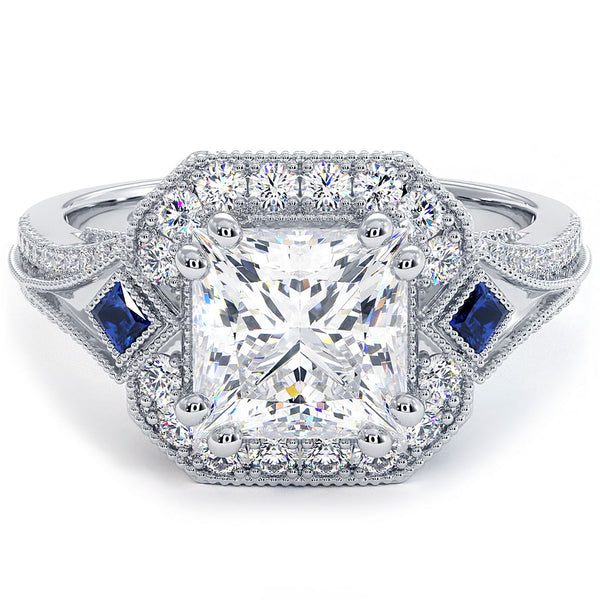 3.10 Carat H-SI2 Princess Cut Natural Diamond Engagement Ring 14k Vintage Style