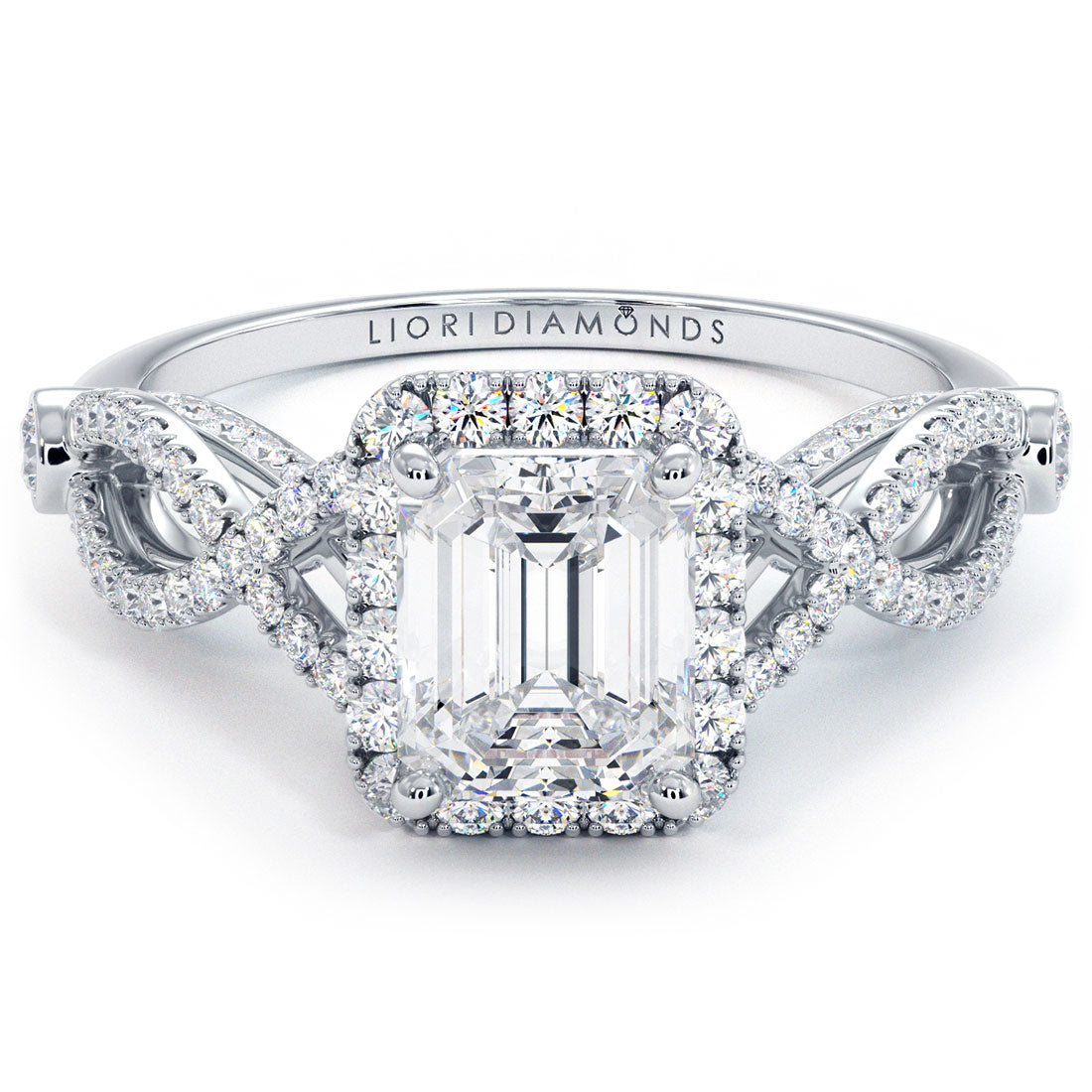 Vintage Certified Emerald Cut Diamond Engagement Ring Front