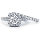 2.50 Carat E-SI1 Diamond Engagement Ring & Wedding Band Set 14k Gold Pave Halo Front