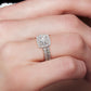 2.50 Carat E-SI1 Diamond Engagement Ring & Wedding Band Set 14k Gold Pave Halo