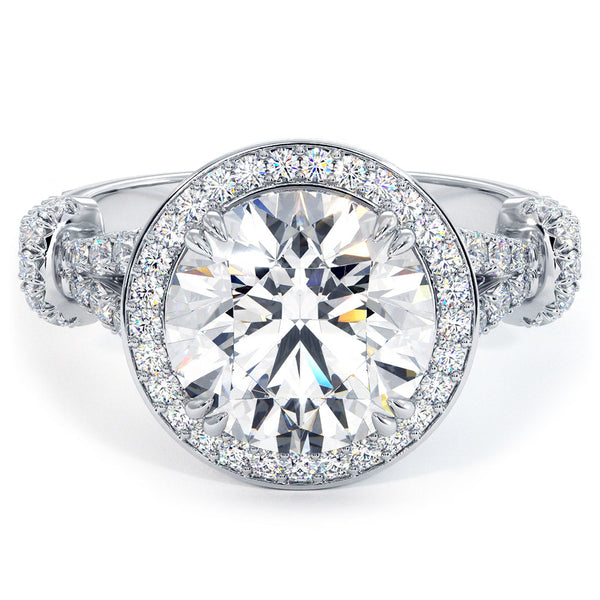 Vintage Natural Round Diamond Engagement Ring In White Gold Front View