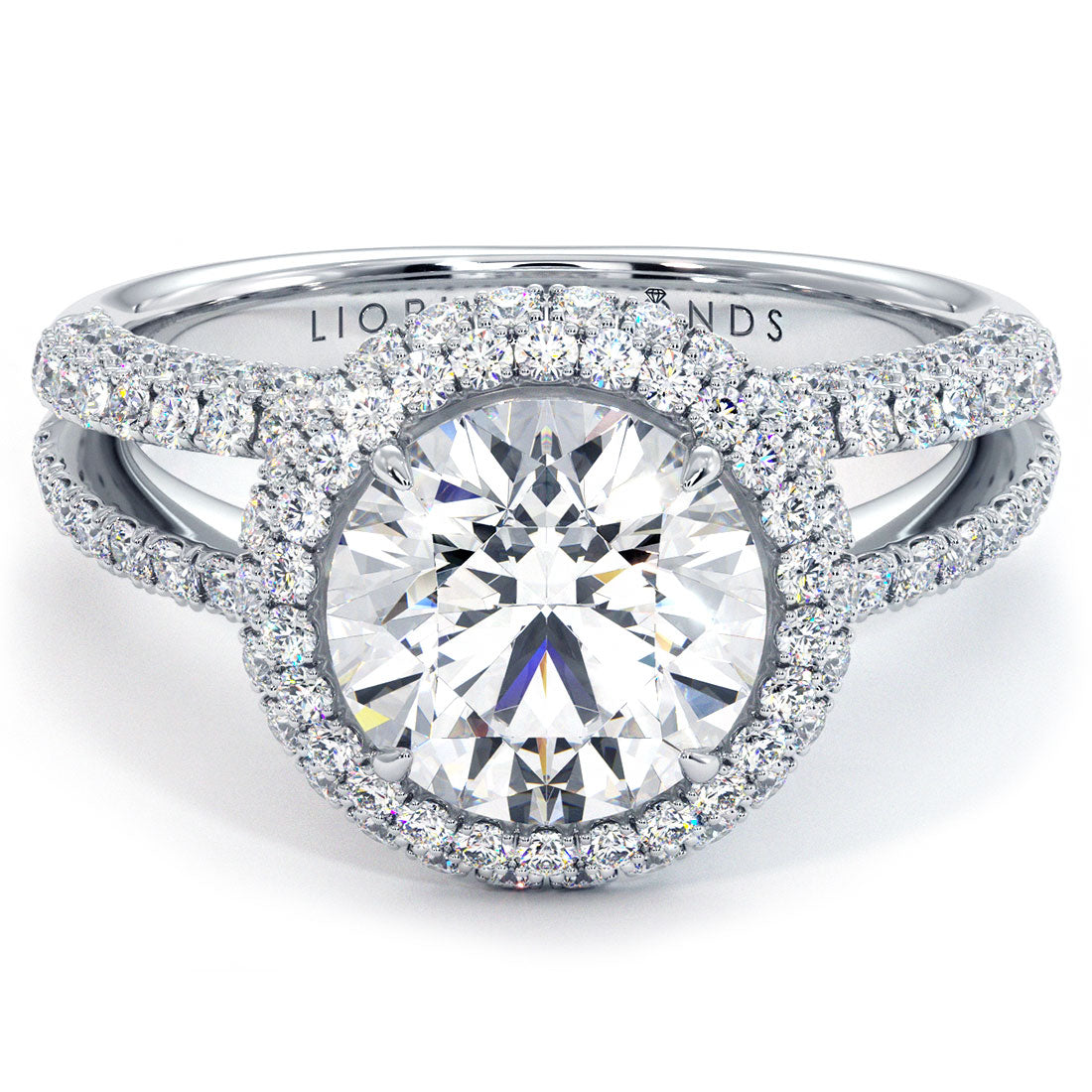 Vintage Round Diamond Engagement Ring 18k White Gold Front
