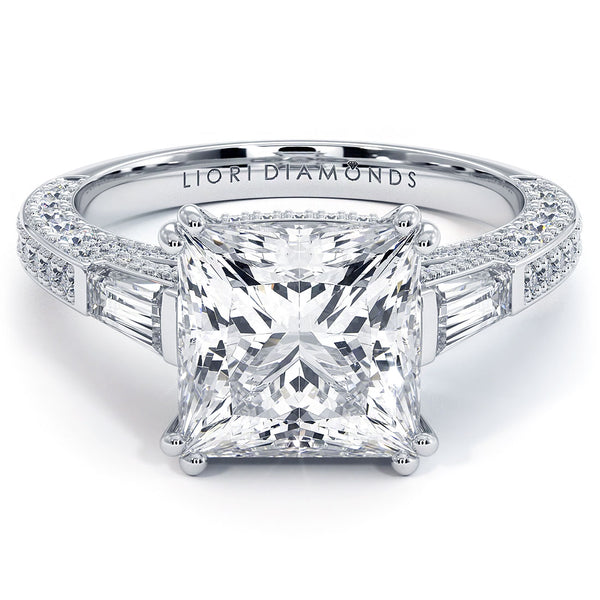 3.97 Carat I-VS1 Certified Princess Cut Diamond Engagement Ring 18k White Gold