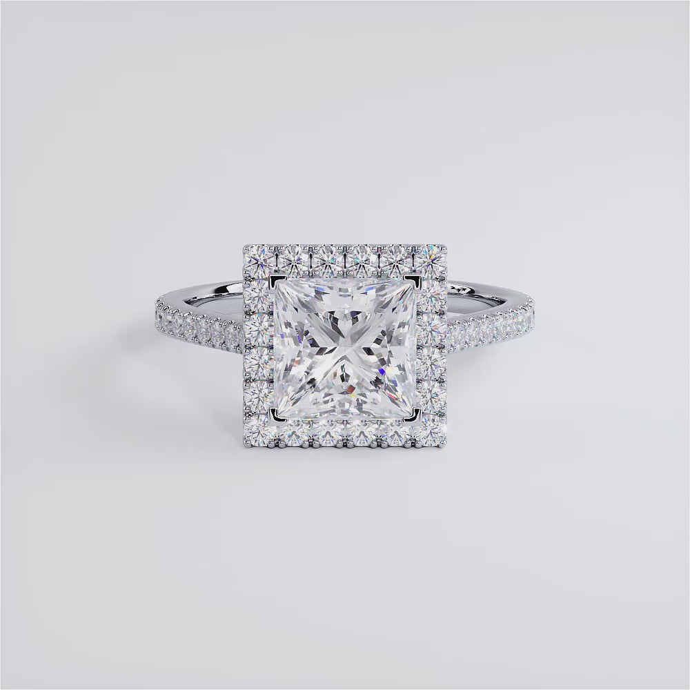 2 Carat Princess Cut Micropavé Halo