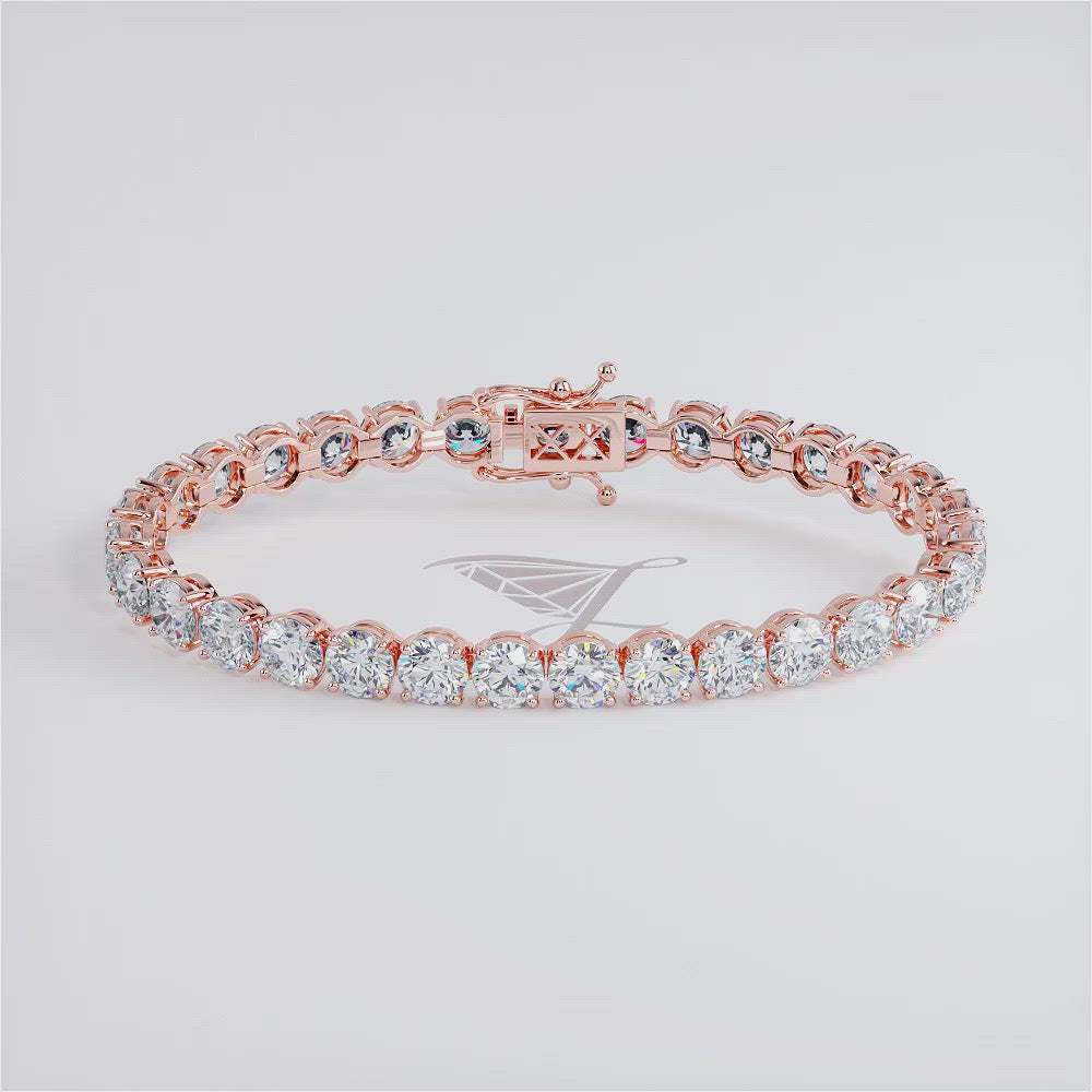 17.00ctw Round Brilliant Diamond Tennis Bracelet set in 14k Rose Gold