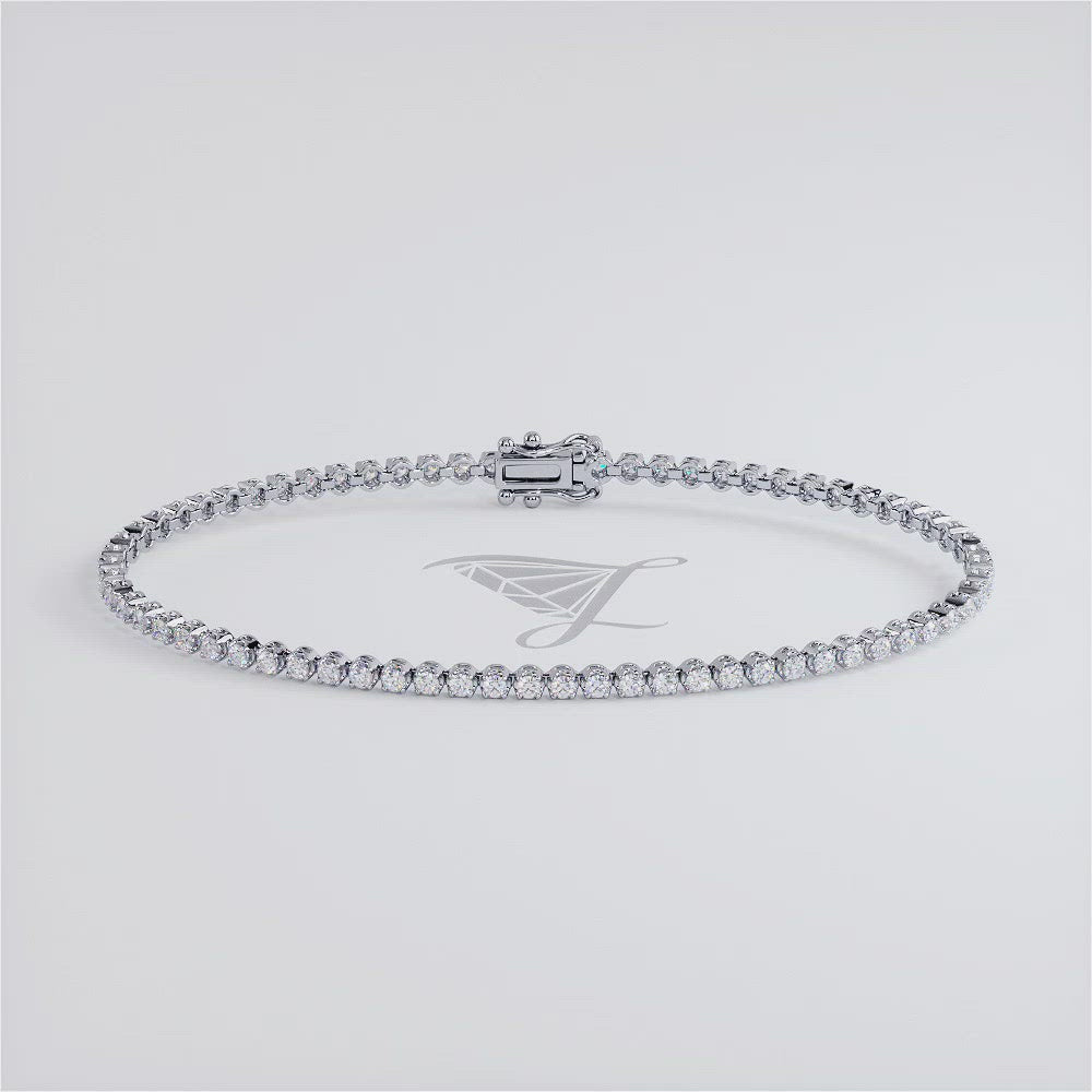 1.75ctw Round Brilliant Buttercup Diamond Tennis Bracelet set in 14k White Gold