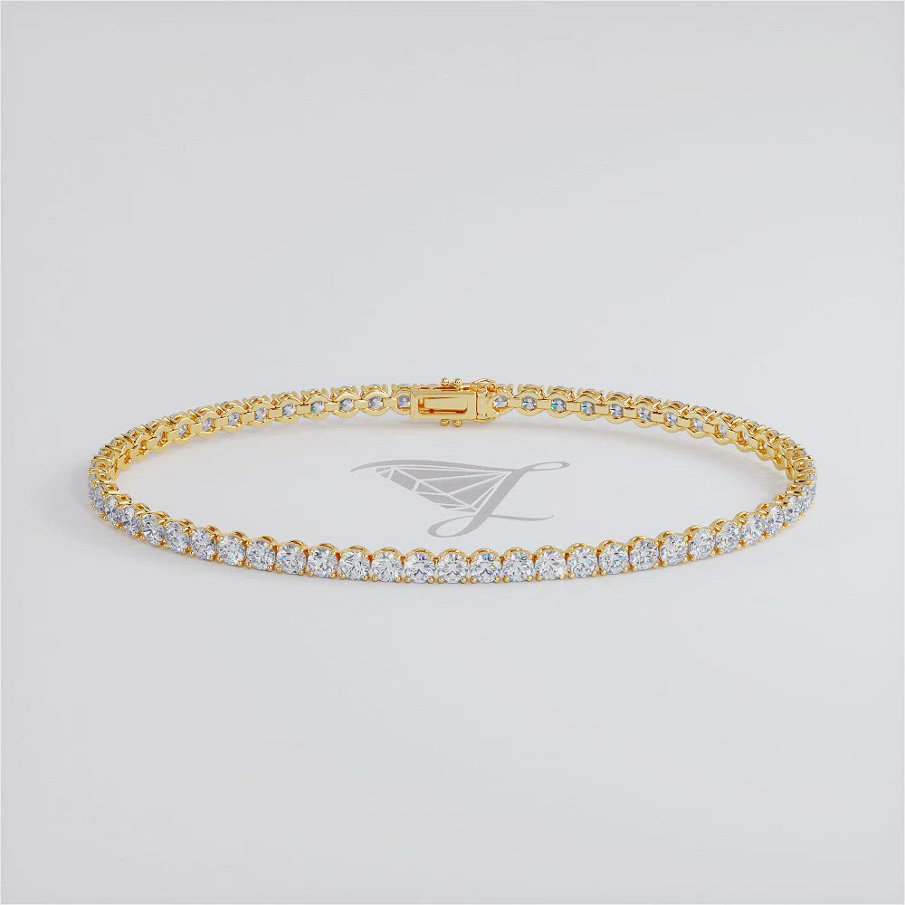 4.25ctw Round Brilliant Diamond Tennis Bracelet set in 14k Yellow Gold