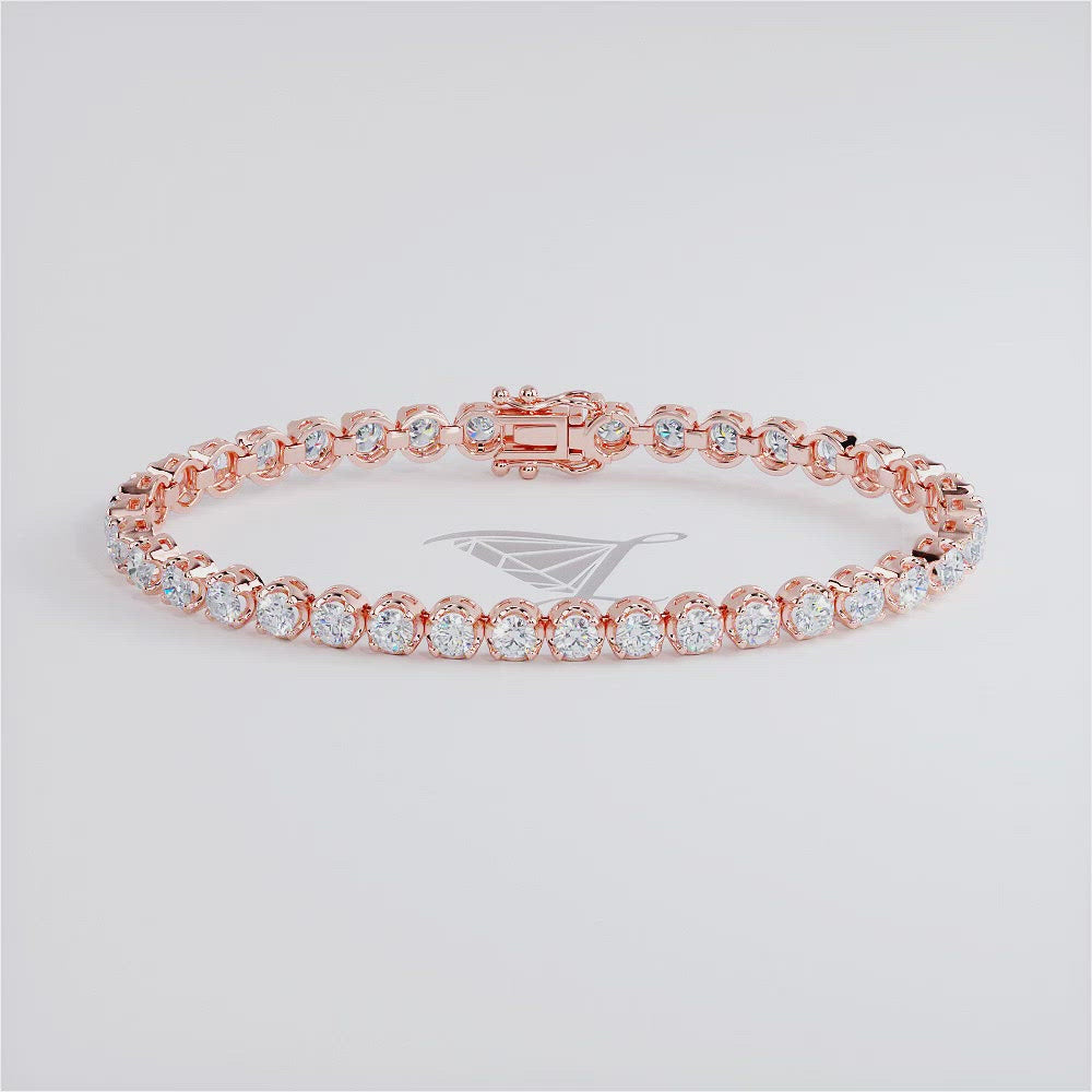 5.25ctw Round Brilliant Buttercup Diamond Tennis Bracelet set in 14k Rose Gold