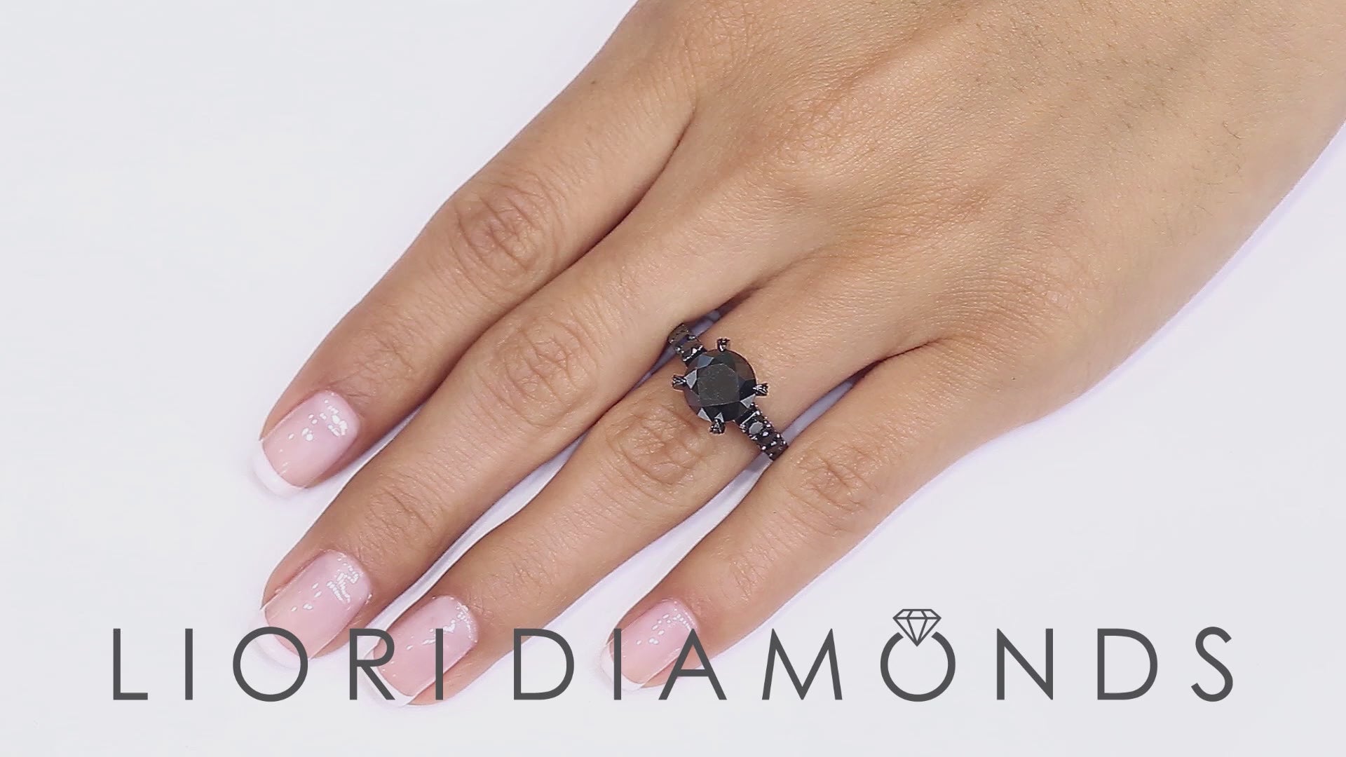 5.78ctw Certified Natural Black Diamond Engagement Ring 14k Black Gold