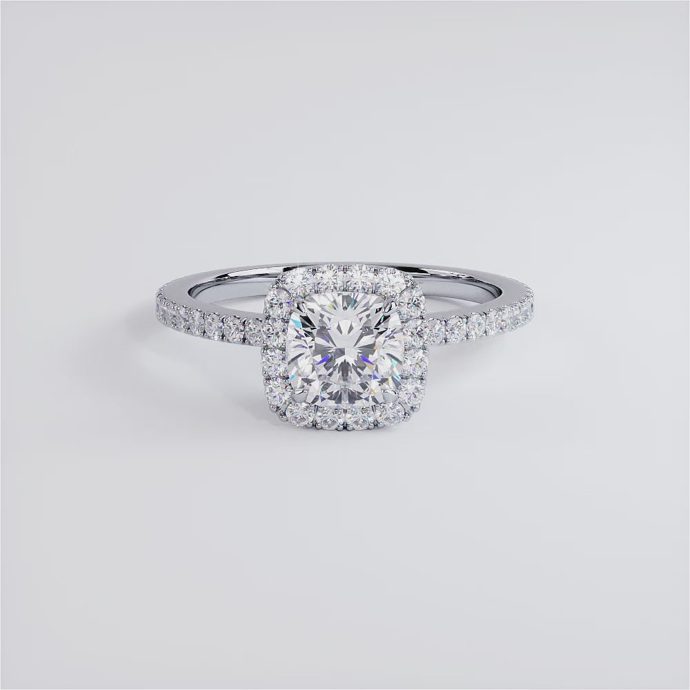 1 Carat Cushion Cut High Set Halo