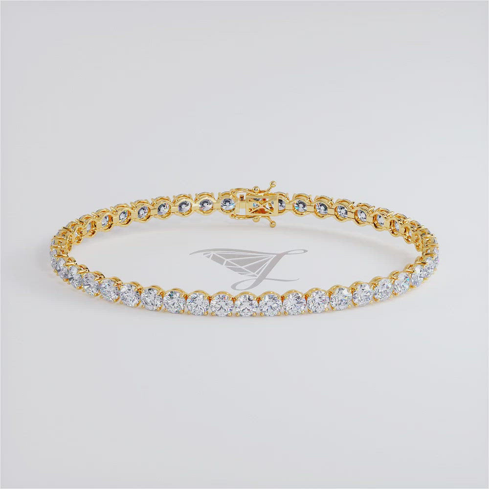 10.50ctw Round Brilliant Diamond Tennis Bracelet set in 14k Yellow Gold