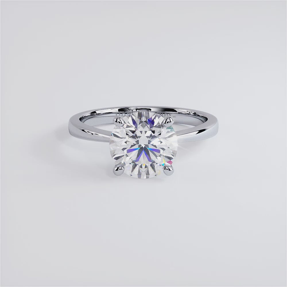 2 Carat Round Brilliant Petite Tapered 4 Prong Solitaire
