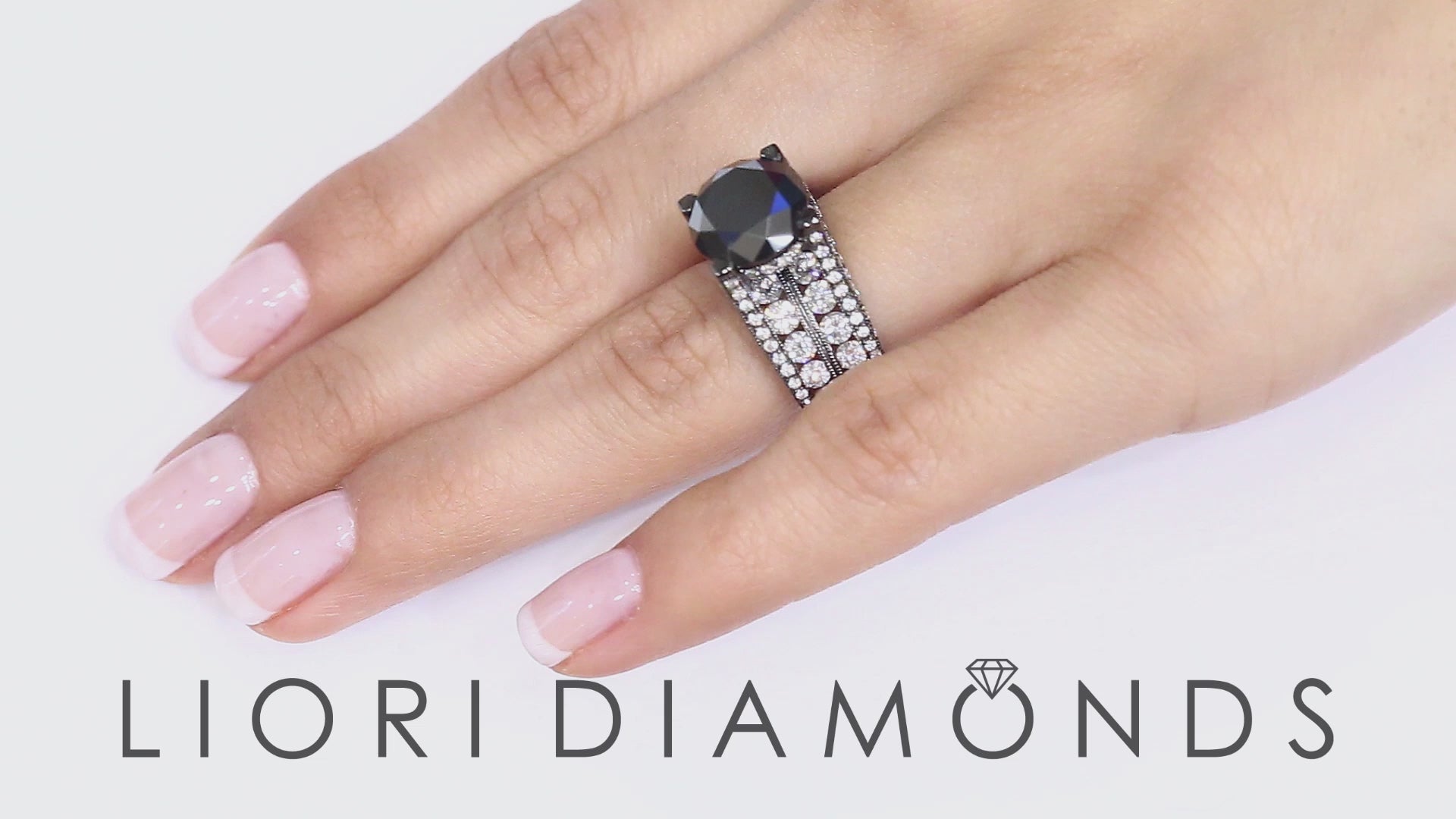 11.72ctw Certified Natural Black Diamond Engagement Ring 14k Black Gold