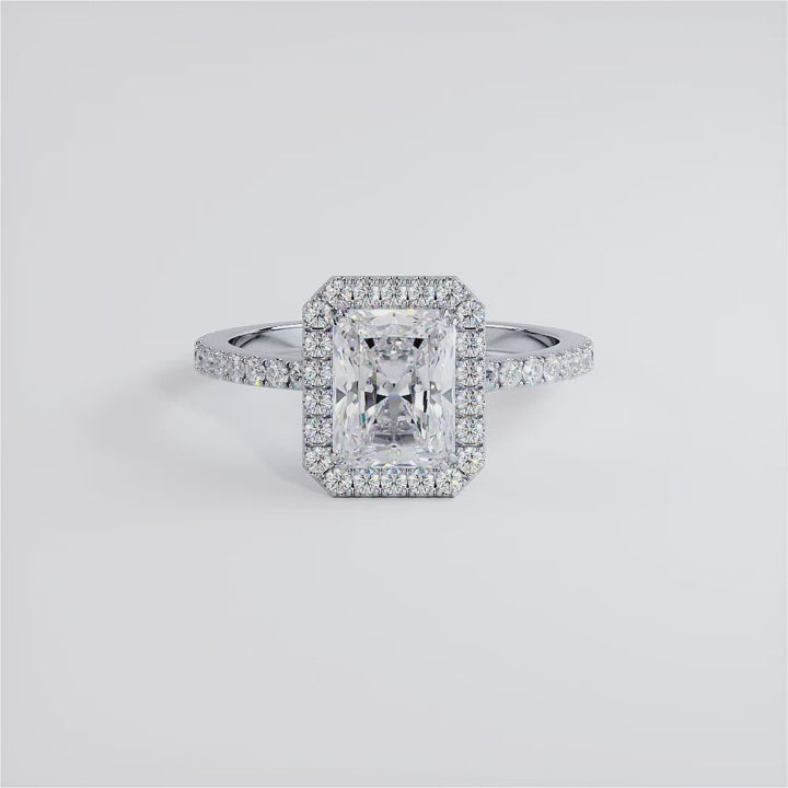 1.5 Carat Radiant Cut Halo Micropavé