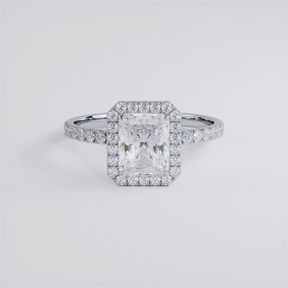 1.5 Carat Radiant Cut Petite Halo Micropavé