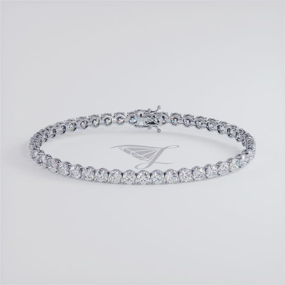 10.50ctw Round Brilliant Diamond Tennis Bracelet set in 14k White Gold