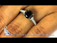 BDR-219 - 2.06 Carat Certified Natural Black Diamond Engagement Ring 18k White Gold