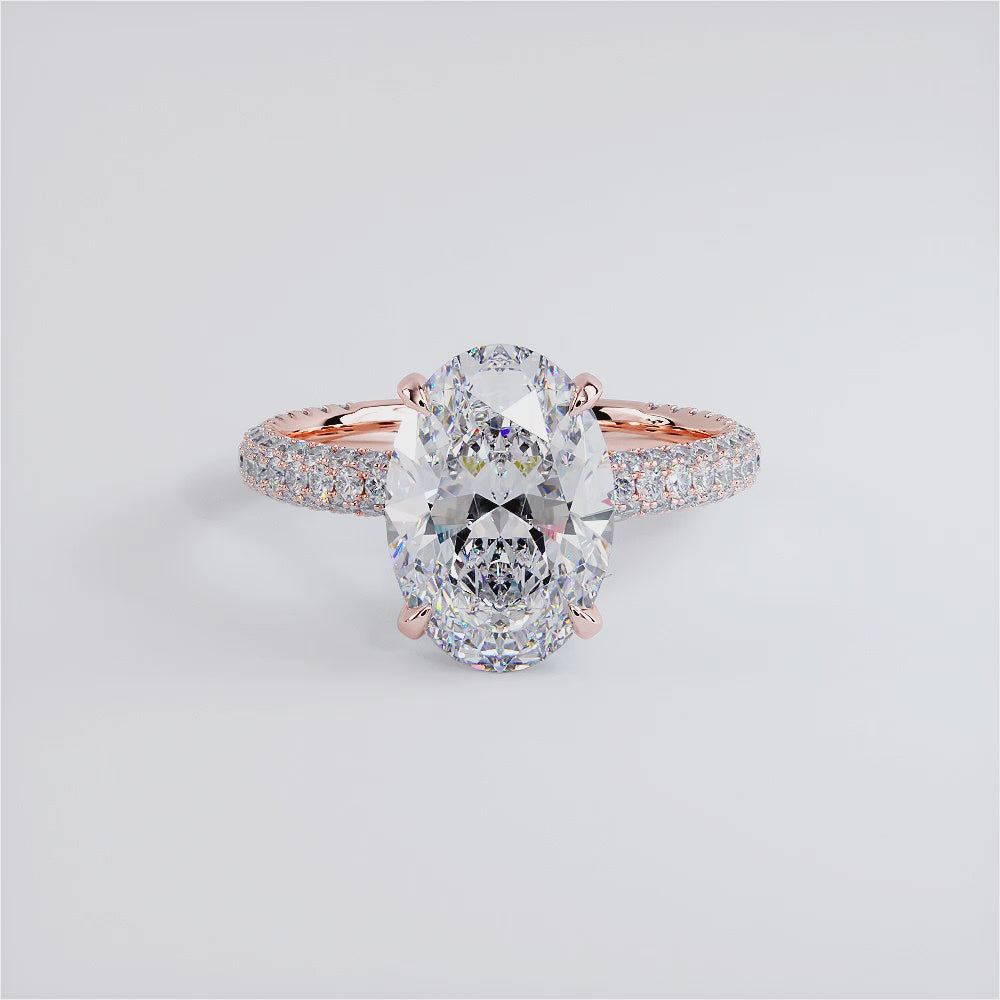 4 Carat Oval Cut Trio Micropavé