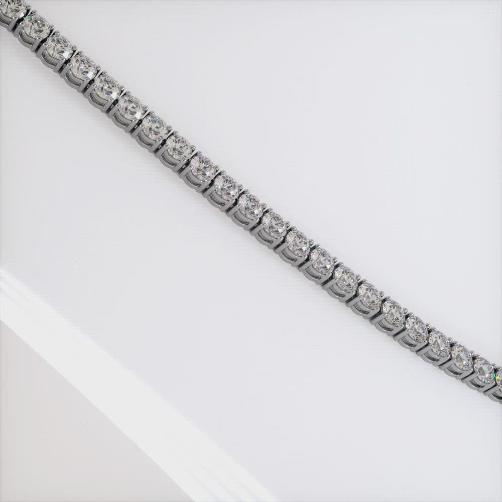 13.60ctw Round Brilliant Straight Diamond Eternity Tennis Necklace Set in 14k White Gold