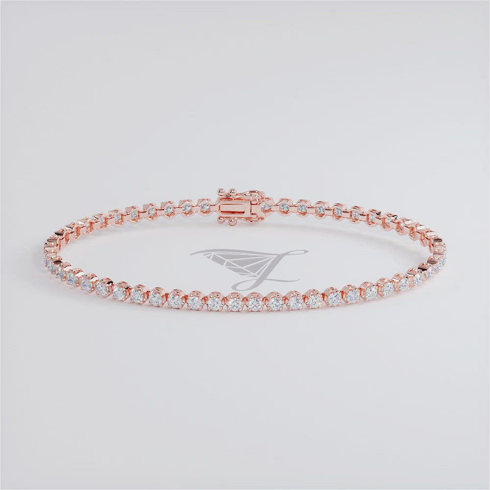 2.50ctw Round Brilliant Buttercup DiamondTennis Bracelet set in 14k Rose Gold