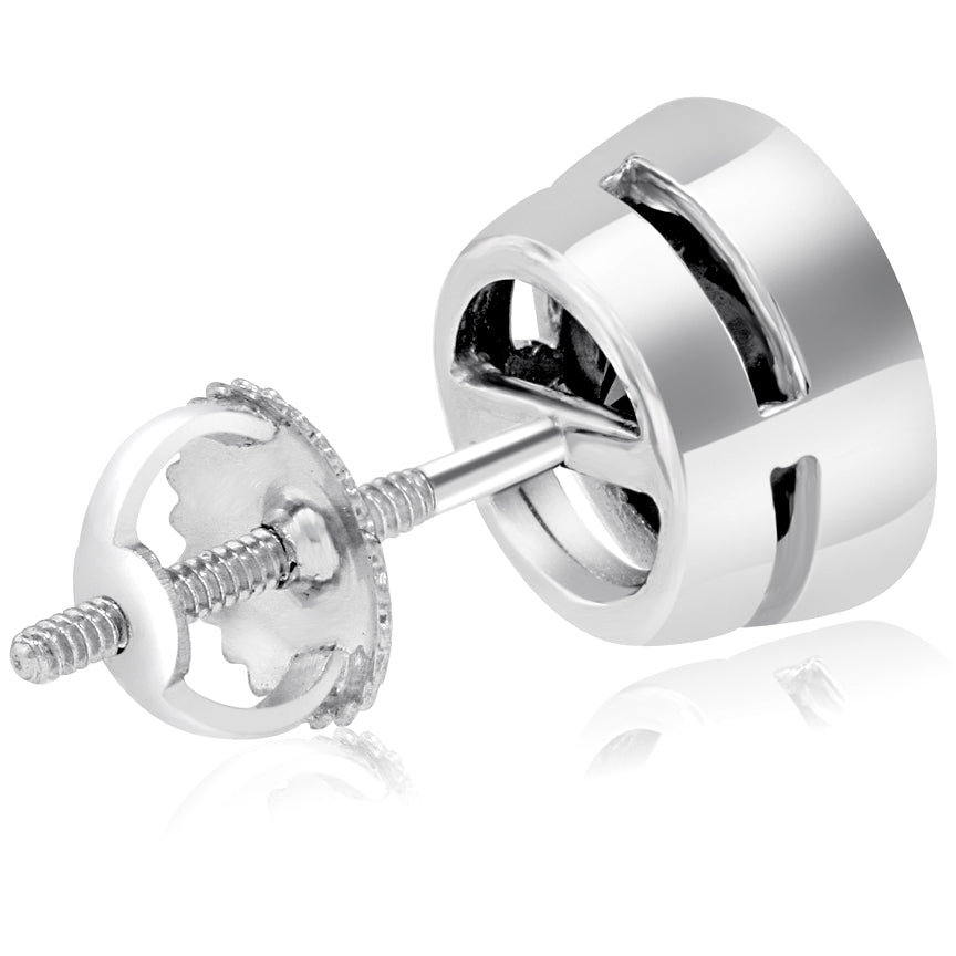 4.00 Ct. Certified Natural Black Diamond Earrings Bezel Set Studs 14k White Gold