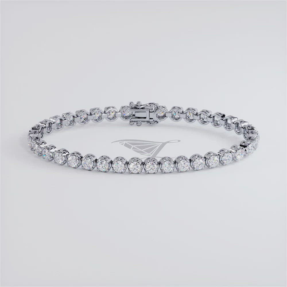 5.25ctw Round Brilliant Buttercup Diamond Tennis Bracelet set in 14k White Gold
