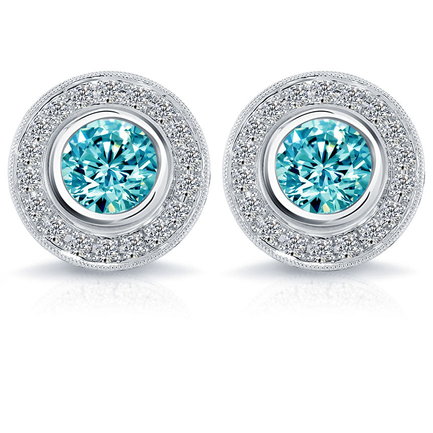 100% Moissanite Stud Earrings 1-2 Carat Lab Created Diamond Halo Stud  Earrings Sterling Silver Diamond Earring For Women Men
