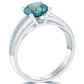 1.79 Carat Certified Fancy Blue Round Diamond Engagement Ring 18k White Gold