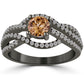 1.68 Carat Natural Fancy Cognac Brown Diamond Engagement Ring 14k Black Gold